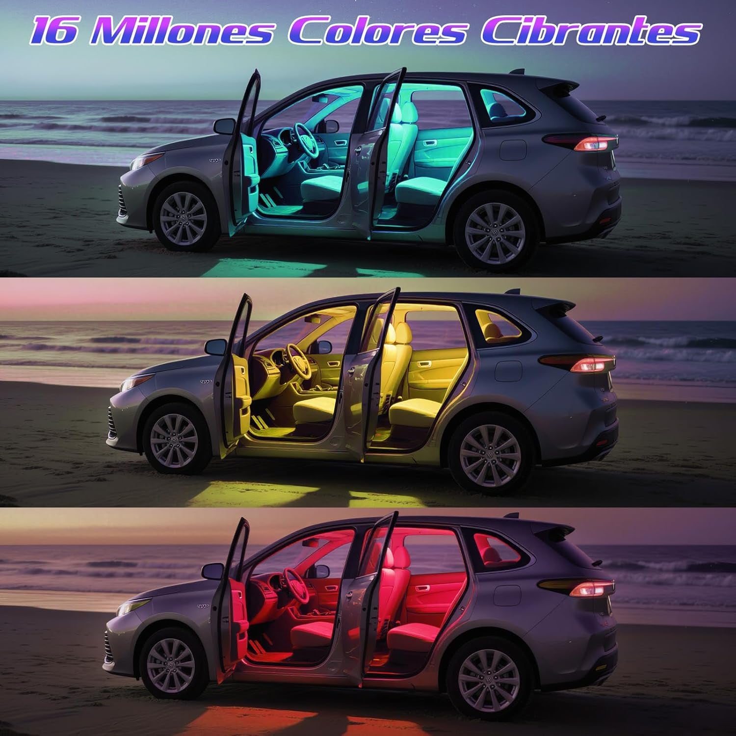 Winzwon Luces LED Coche Interior,Car Accessories App Control, Regalo Para Dia De La Madre, Hombre, Mujer, Luces Con Puerto USB, Car Ambient Lights (1)