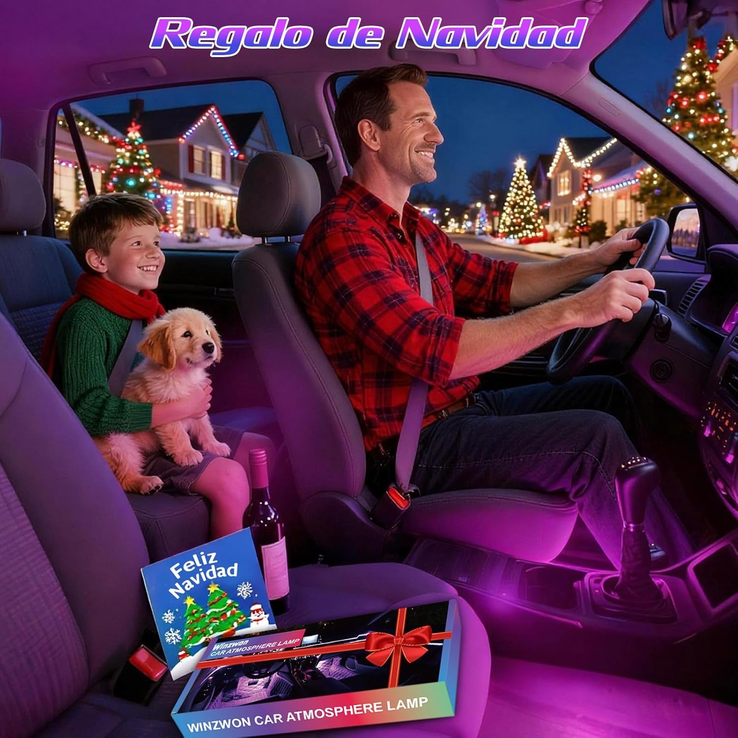 Winzwon Luces LED Coche Interior,Car Accessories App Control, Regalo Para Dia De La Madre, Hombre, Mujer, Luces Con Puerto USB, Car Ambient Lights (1)